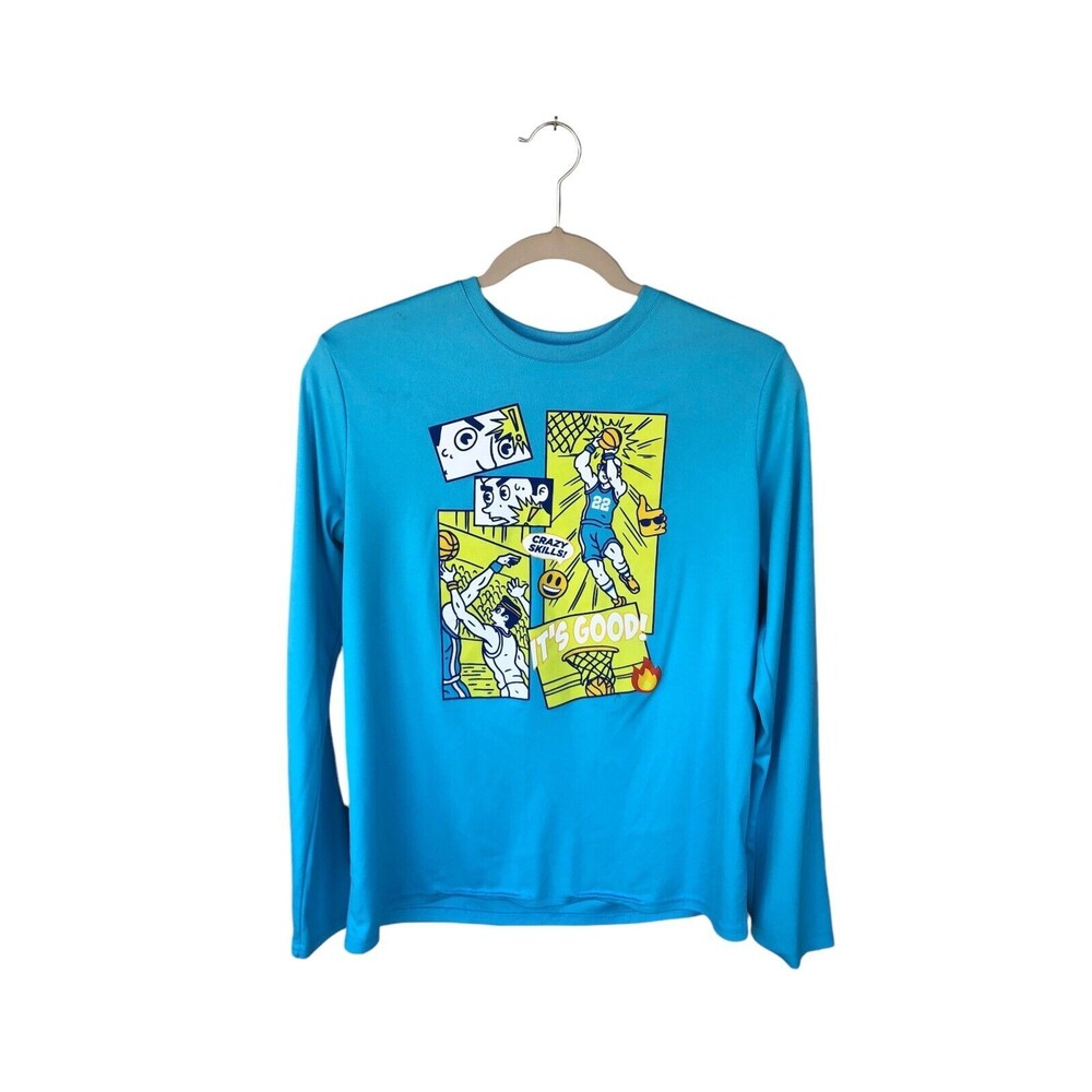 Athletic Works T-shirt Long Sleeve Boys Blue XL Activewear Performance